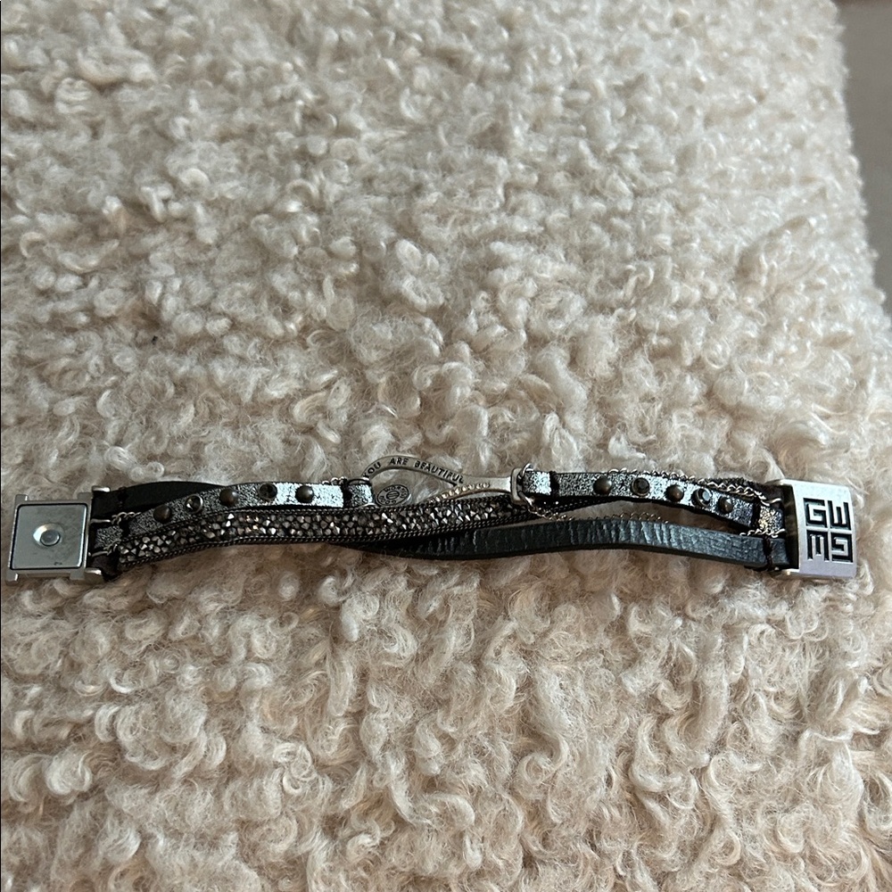 NEW LISTING! Leather Black and Silver  YOU ARE BEAUTIFUL Bracelet